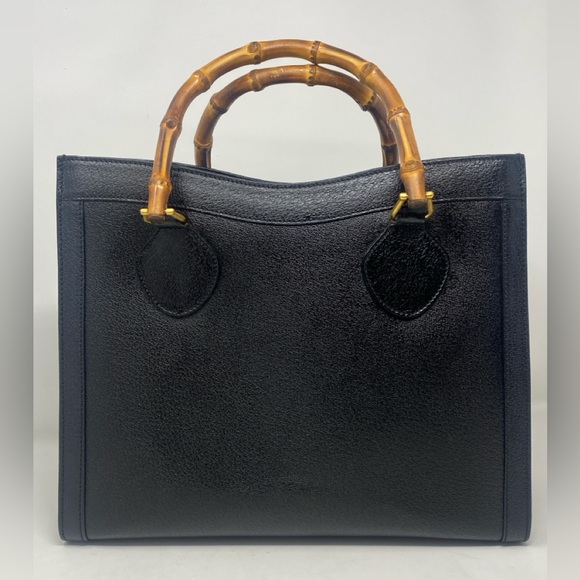 GUCCI vintage “DIANA”Bamboo Leather Tote Black - Picture 2 of 16
